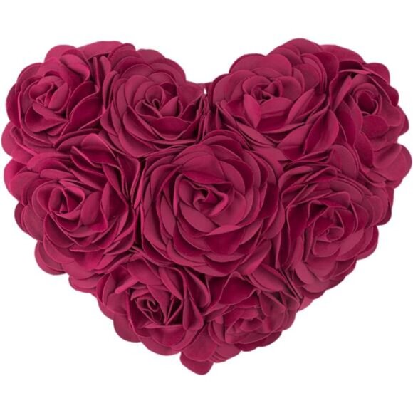3D Flower Velvet Throw Pillow Cover Aesthetic Heart Accent Pillow Cases - Picture 1 of 7